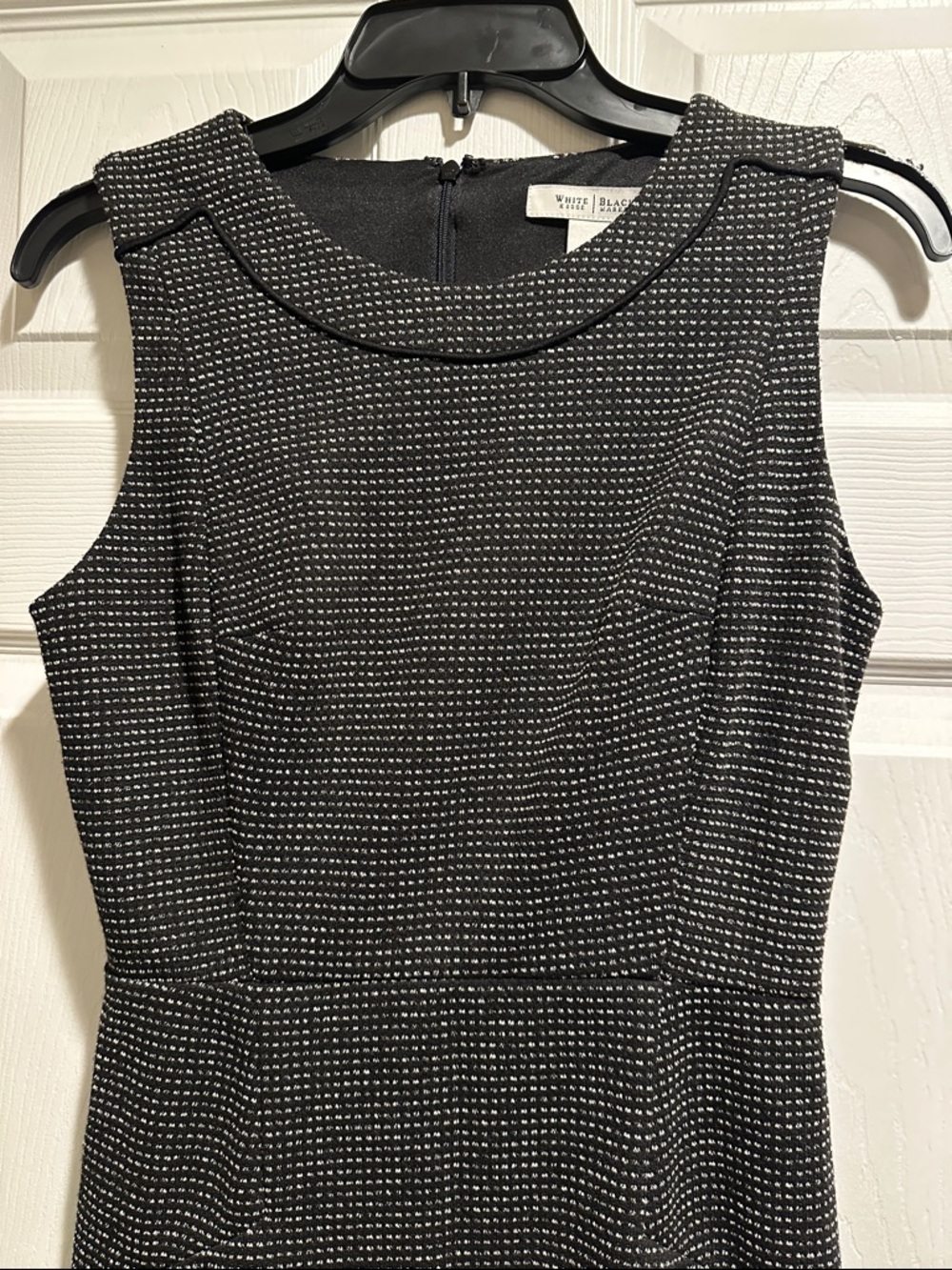 White House Black Market Black and White Textured Sleeveless Sheath